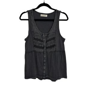 Lucky Brand Boho Cotton Top Indie Gray Women’s S